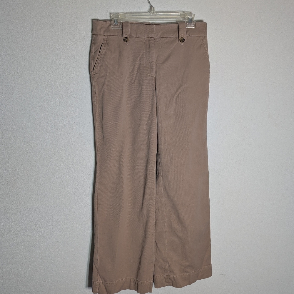 Talbots Womens Wide Leg Pants High Rise Neutral Business Casual 10P 10 Petite